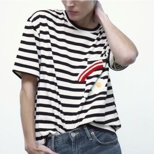 Zara Striped Bacon & Egg T-Shirt